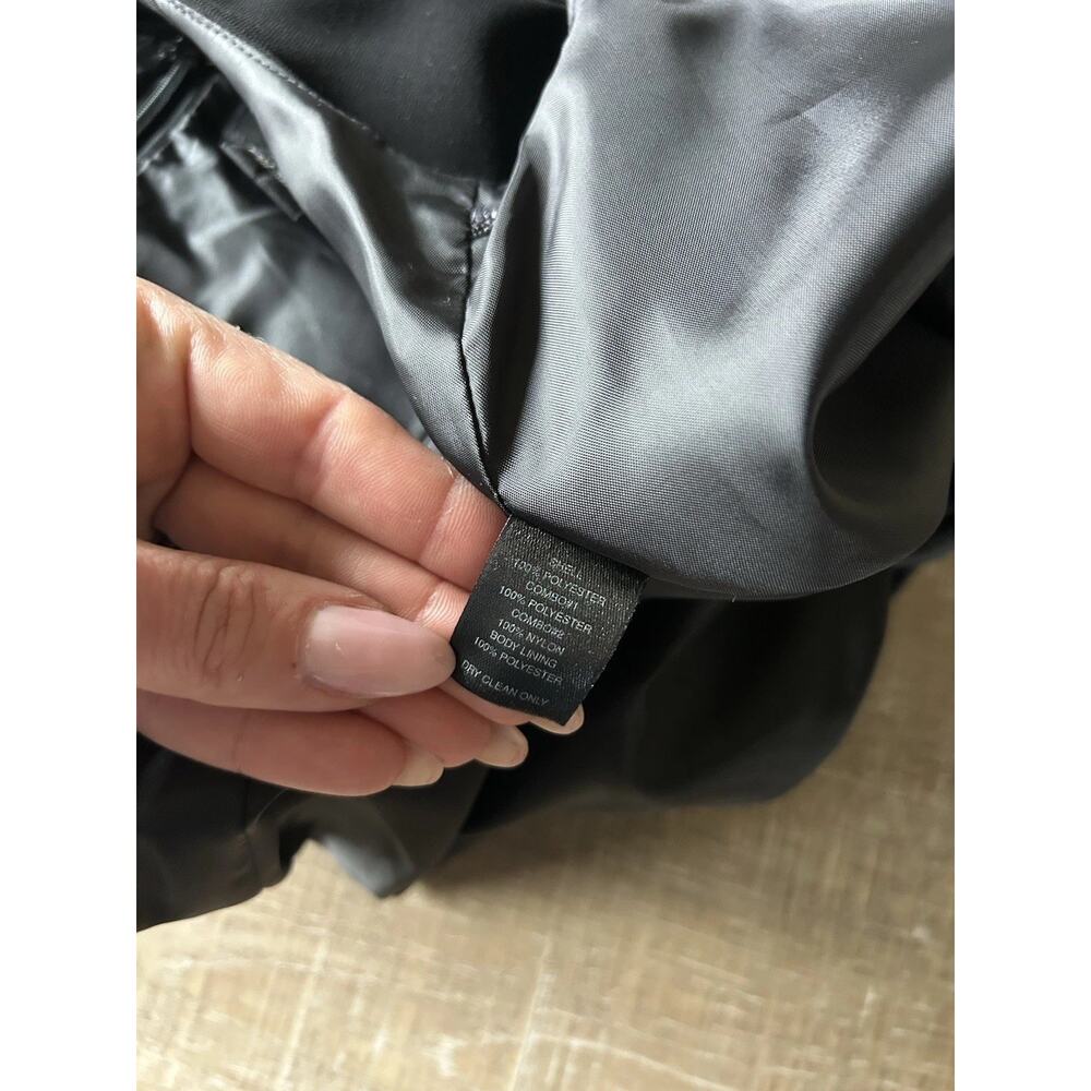 WHBM White House Black Market Black Cocktail Dress 4 LBD V Neck Ruffle Hem - Picture 6 of 12